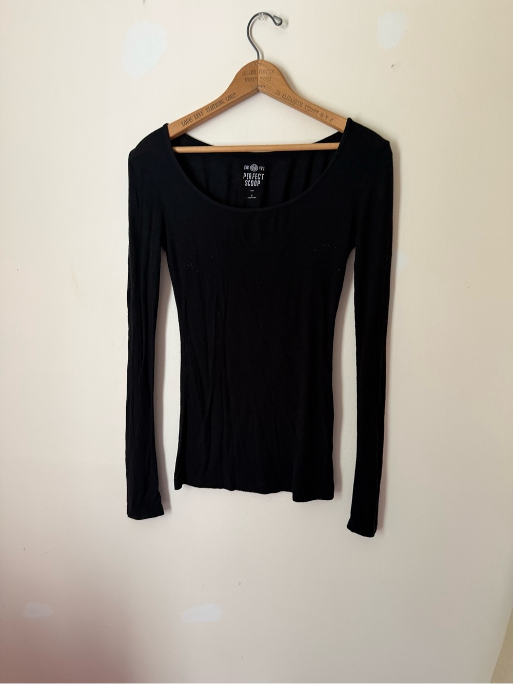 SO Black Long-Sleeve Slim Scoop Neck Tee